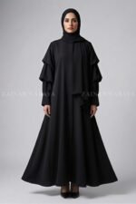 Black Front Open Abaya with Stylish Sleeves OL-1181