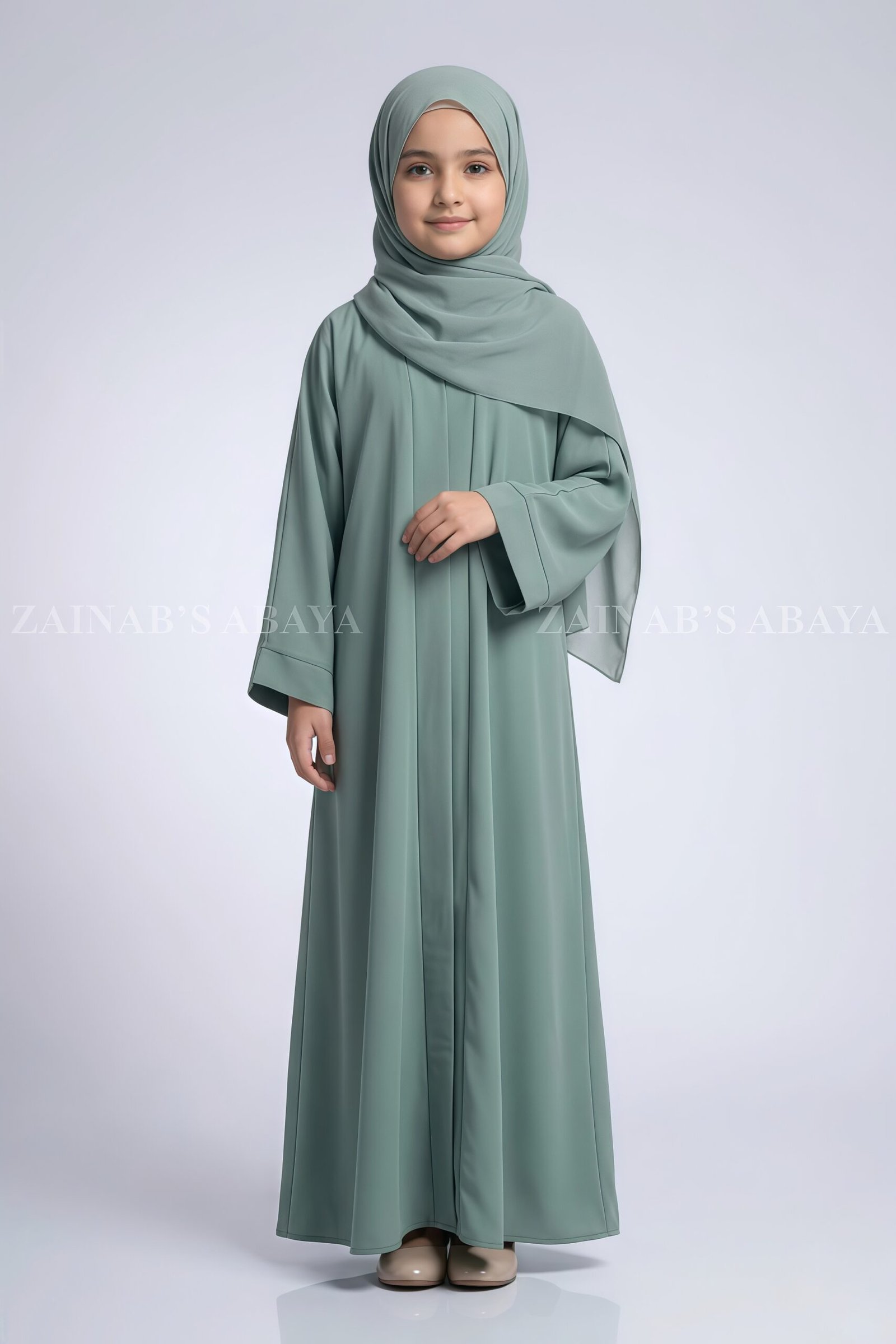 IMG_4496 Colored Front Open Abaya for Kids OL-753 - Image 1