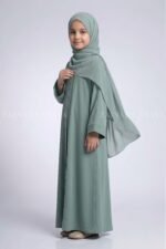 Colored Front Open Abaya for Kids OL-753 - Image 3