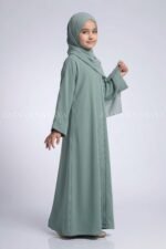 Colored Front Open Abaya for Kids OL-753 - Image 4