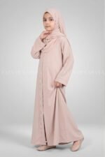 Simple Front Open Abaya for Kids in Nida Fabric OL-753 - Image 4