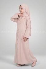 Simple Front Open Abaya for Kids in Nida Fabric OL-753 - Image 3