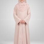 Simple Front Open Abaya for Kids in Nida Fabric OL-753