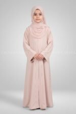 Simple Front Open Abaya for Kids in Nida Fabric OL-753