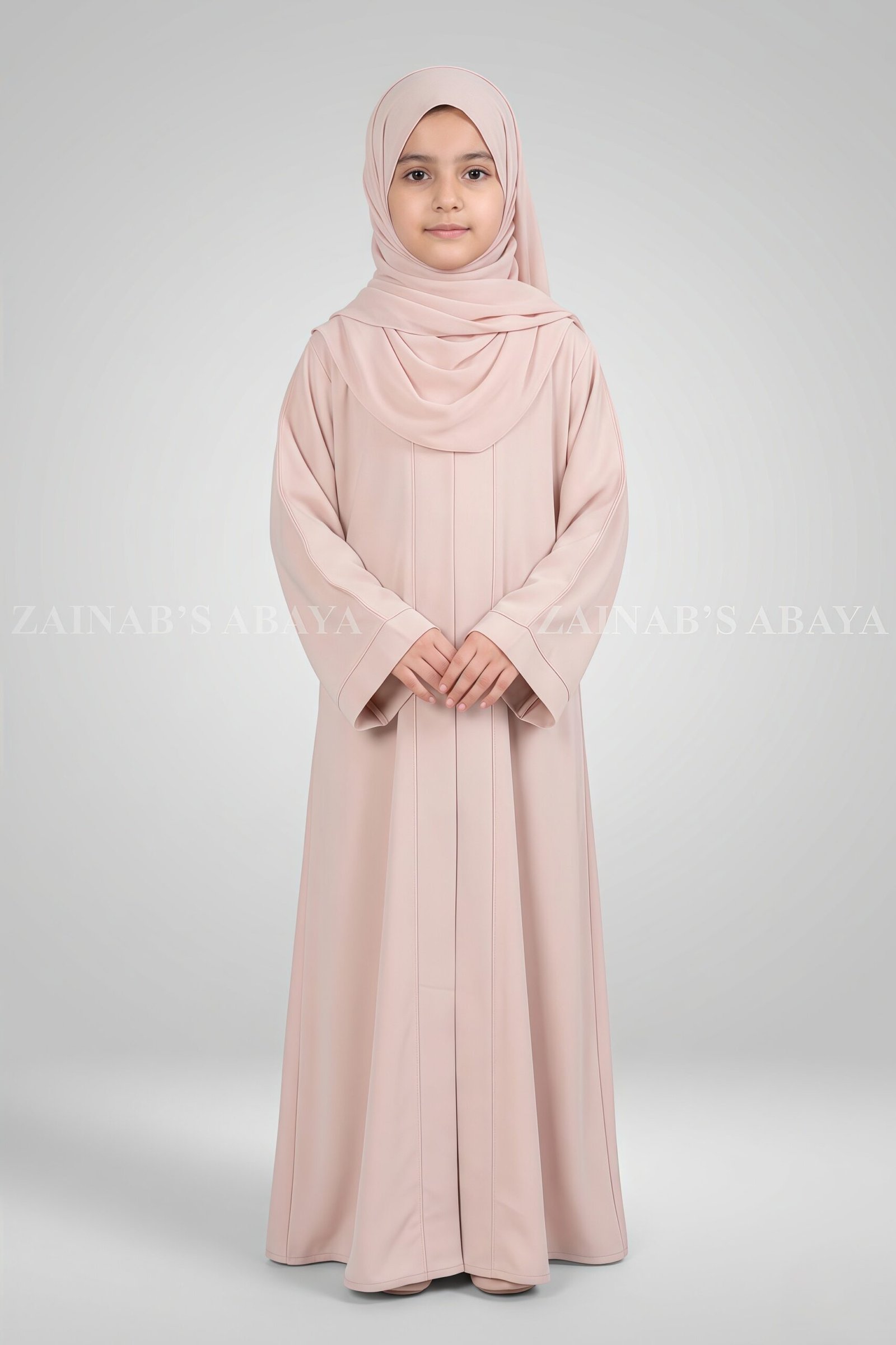 IMG_4520 Simple Front Open Abaya for Kids in Nida Fabric OL-753 - Image 1