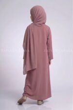 Simple Front Open Abaya for Kids in Nida Fabric OL-753 - Image 12