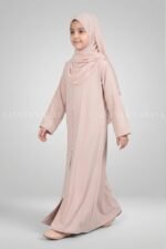 Simple Front Open Abaya for Kids in Nida Fabric OL-753 - Image 5