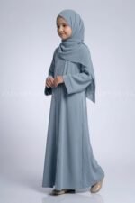 Colored Front Open Abaya in Nida Fabric For Kids OL-753 - Image 3