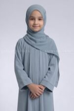 Colored Front Open Abaya in Nida Fabric For Kids OL-753 - Image 2