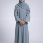 Colored Front Open Abaya in Nida Fabric For Kids OL-753