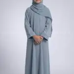 Colored Front Open Abaya in Nida Fabric For Kids OL-753