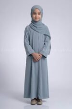 Colored Front Open Abaya in Nida Fabric For Kids OL-753