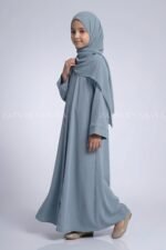 Colored Front Open Abaya in Nida Fabric For Kids OL-753 - Image 4