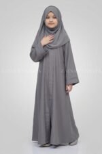 Colored Front Open Abaya in Nida Fabric For Kids OL-753 - Image 9
