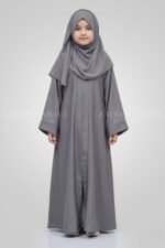 Colored Front Open Abaya in Nida Fabric For Kids OL-753 - Image 7