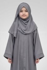 Colored Front Open Abaya in Nida Fabric For Kids OL-753 - Image 8