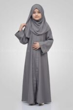 Colored Front Open Abaya in Nida Fabric For Kids OL-753 - Image 10