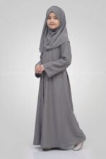Colored Front Open Abaya in Nida Fabric For Kids OL-753 - Image 11