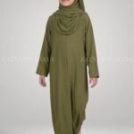 Color Front Open Abaya Style for Kids in Nida Fabric OL-753