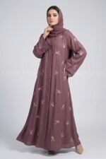 Front Open Abaya for women in Nida Fabric includes a matching scarf in chiffon fabric.