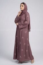 Front Open Abaya for women in Nida Fabric includes a matching scarf in chiffon fabric.