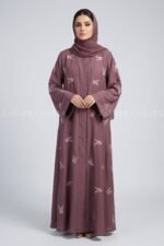 Front Open Abaya for women in Nida Korean Fabric with a matching scarf in chiffon fabric