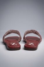 Red Multi Strap Crystal Flat Slippers Z 121 - Image 6