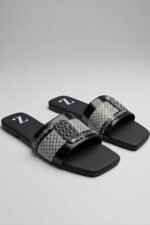 Crystal Weave Panel Slides for Women Z 122