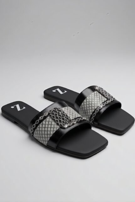 Crystal Weave Panel Slides for Women Z 122