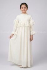 Kids Maxi Abaya in White Color with a matching scarf