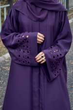 Purple Front Open Gown Abaya with a matching scarf
