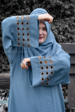 Jade Front Open Gown Abaya with a matching scarf