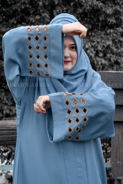 Jade Front Open Gown Abaya with a matching scarf