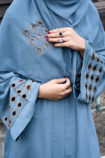 Jade Front Open Gown Abaya with a matching scarf