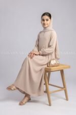 Kids Maxi Abaya in peach Color with a matching scarf