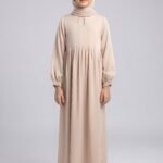 Kids Maxi Abaya in peach Color with a matching scarf