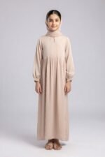 Kids Maxi Abaya in peach Color with a matching scarf