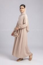 Kids Maxi Abaya in peach Color with a matching scarf