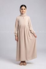 Kids Maxi Abaya in peach Color with a matching scarf
