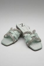 Mint Crystal Women Flat Slippers Z 123