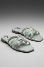 Mint Crystal Women Flat Slippers Z 123 - Image 2