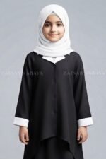 Kids Coat Style Collar Co-Ord Set abaya with a matching scarf