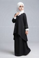 Kids Coat Style Collar Co-Ord Set abaya with a matching scarf