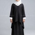 Kids Coat Style Collar Co-Ord Set abaya with a matching scarf