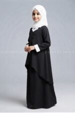 Kids Coat Style Collar Co-Ord Set abaya with a matching scarf