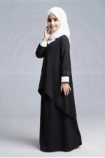 Kids Coat Style Collar Co-Ord Set abaya with a matching scarf
