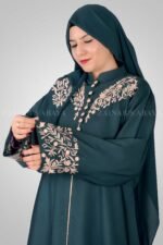 Embroidered Double Gown Abaya for Women with a matching scarf.