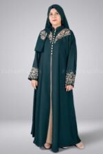 Embroidered Double Gown Abaya for women with a matching scarf
