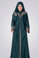 Embroidered Double Gown Abaya with a matching scraf