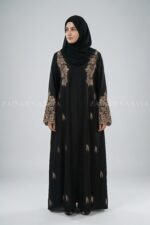 Black Front Open Abaya with Embroidery OL 0466 - Image 6